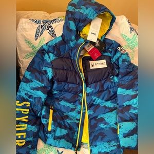 Spyder Blue Camo Men’s Small Snowjacket, Never Worn, Tags On